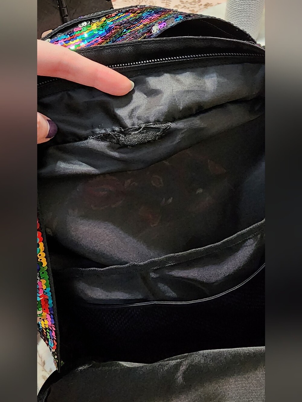 Victoria's Secret Rainbow Sequin Backpack Bag - Picture 7 of 7